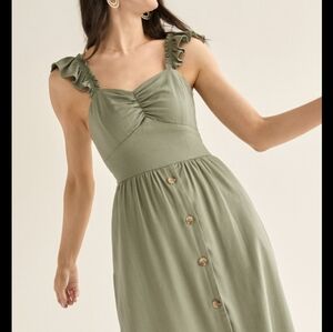 Francesca's Collections Olive Green Midi Dress